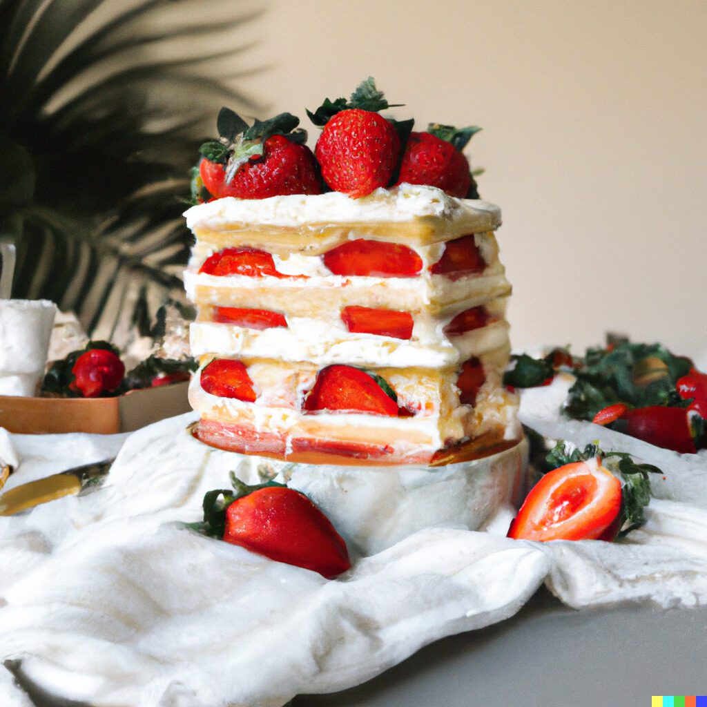 a picture of a half cut strawberry shortcake