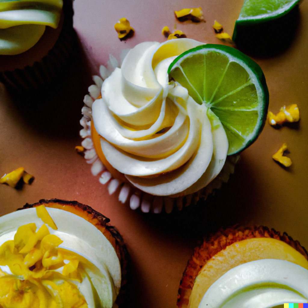 Vegan lemon cupcakes garnished with lemon slice