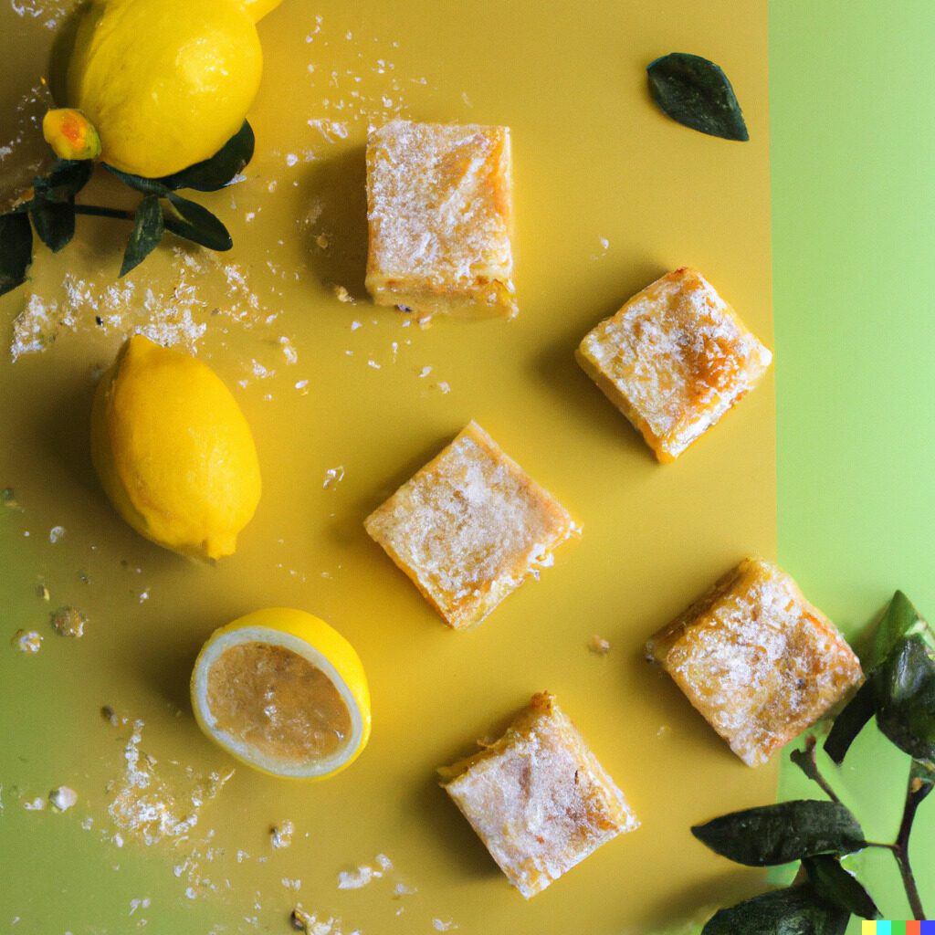 Vegan lemon bars cut in small squares